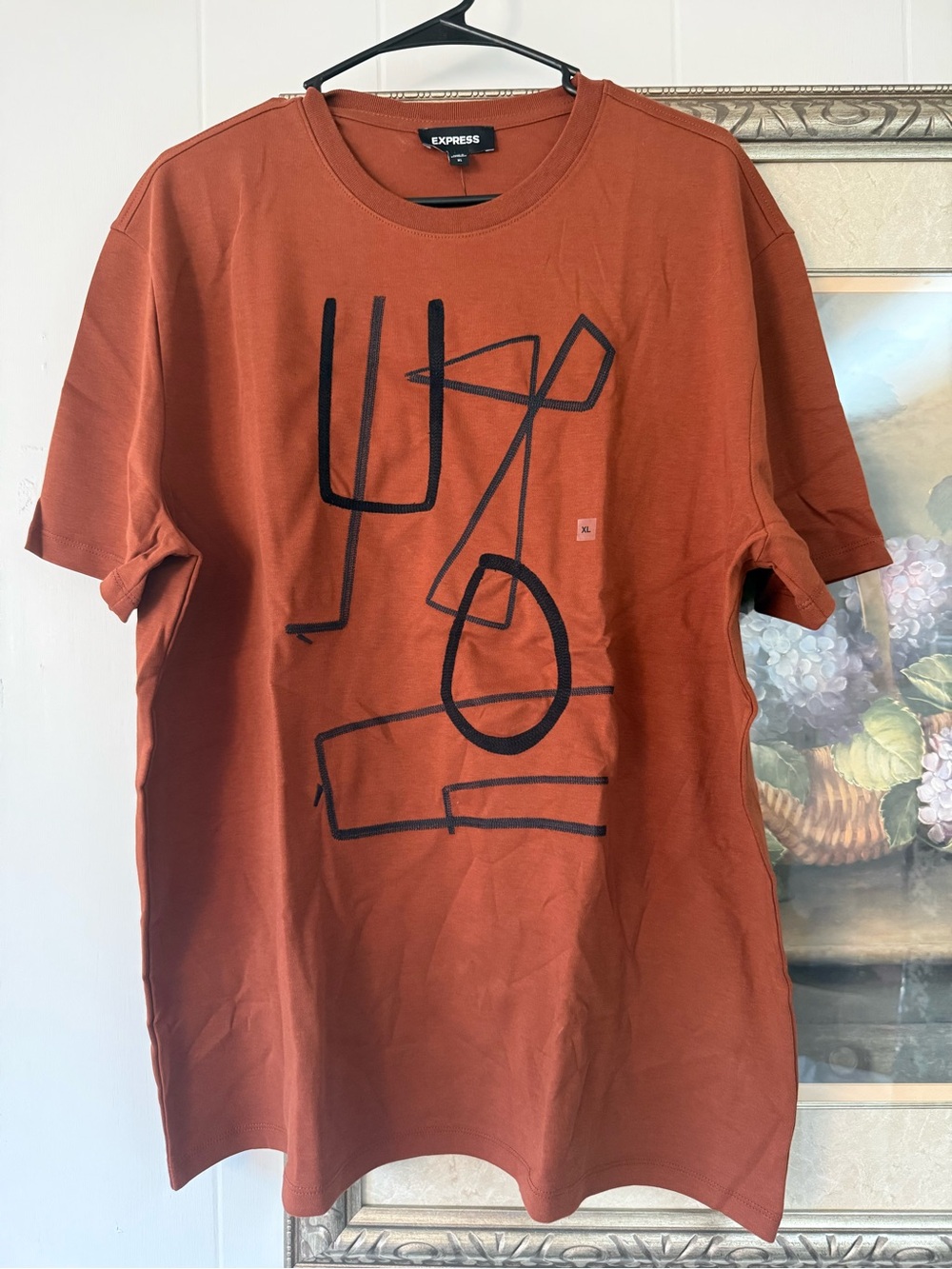 Express Men’s Short-Sleeve Graphic Tee — Rust with Black Design
